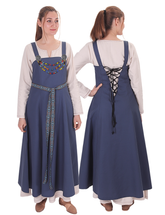 Canna Cotton Blue - Medieval Viking Apron Dress
